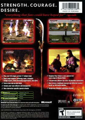 Dynasty Warriors 4 (USA) box cover back